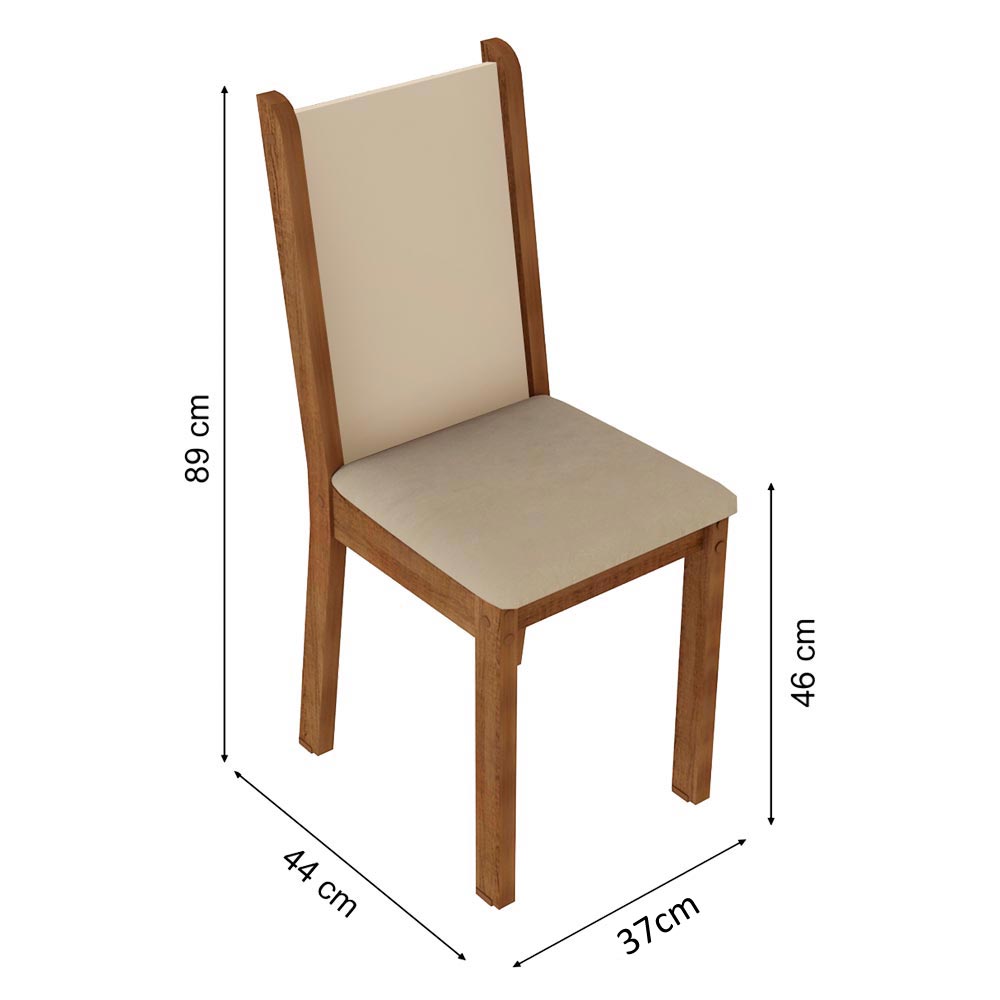 Kit 4 Sillas de Comedor 4291 Madesa Marrón/Crema/Beige.