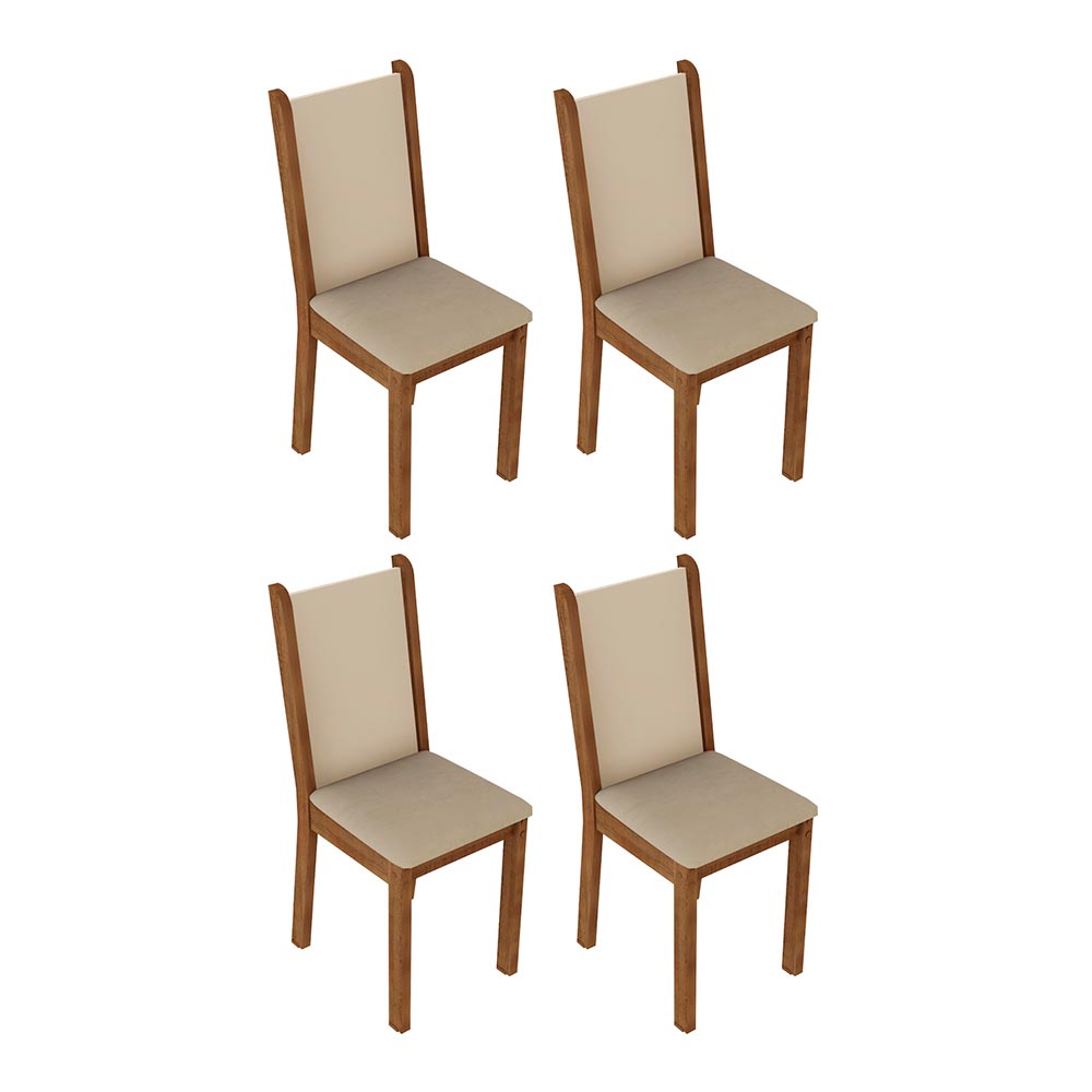 Kit 4 Sillas de Comedor 4291 Madesa Marrón/Crema/Beige.