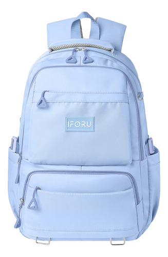 Mochila escolar Iforu Antirrobo Backpack-02G color celeste diseño liso 30L.