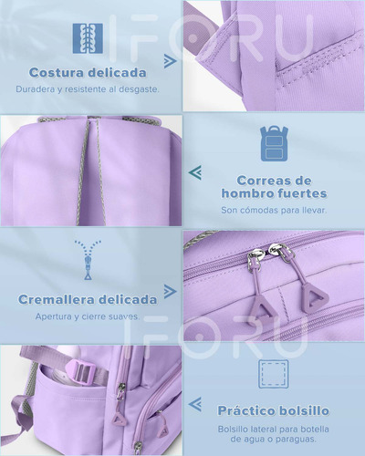 Mochila Iforu Antirrobo Backpack-02G Escolar Para Laptop 30L Violeta.
