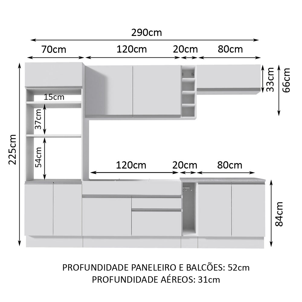 Cocina Integral Completa Modular Madesa Vicenza 290cm BB.