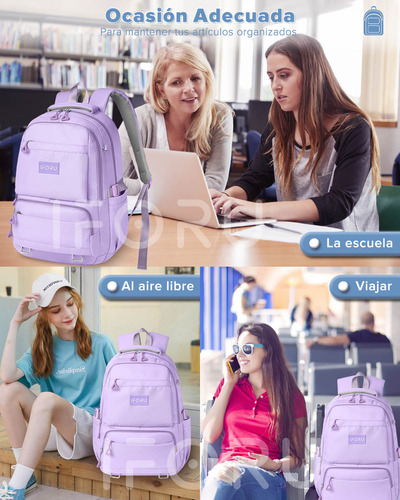 Mochila Iforu Antirrobo Backpack-02G Escolar Para Laptop 30L Violeta.