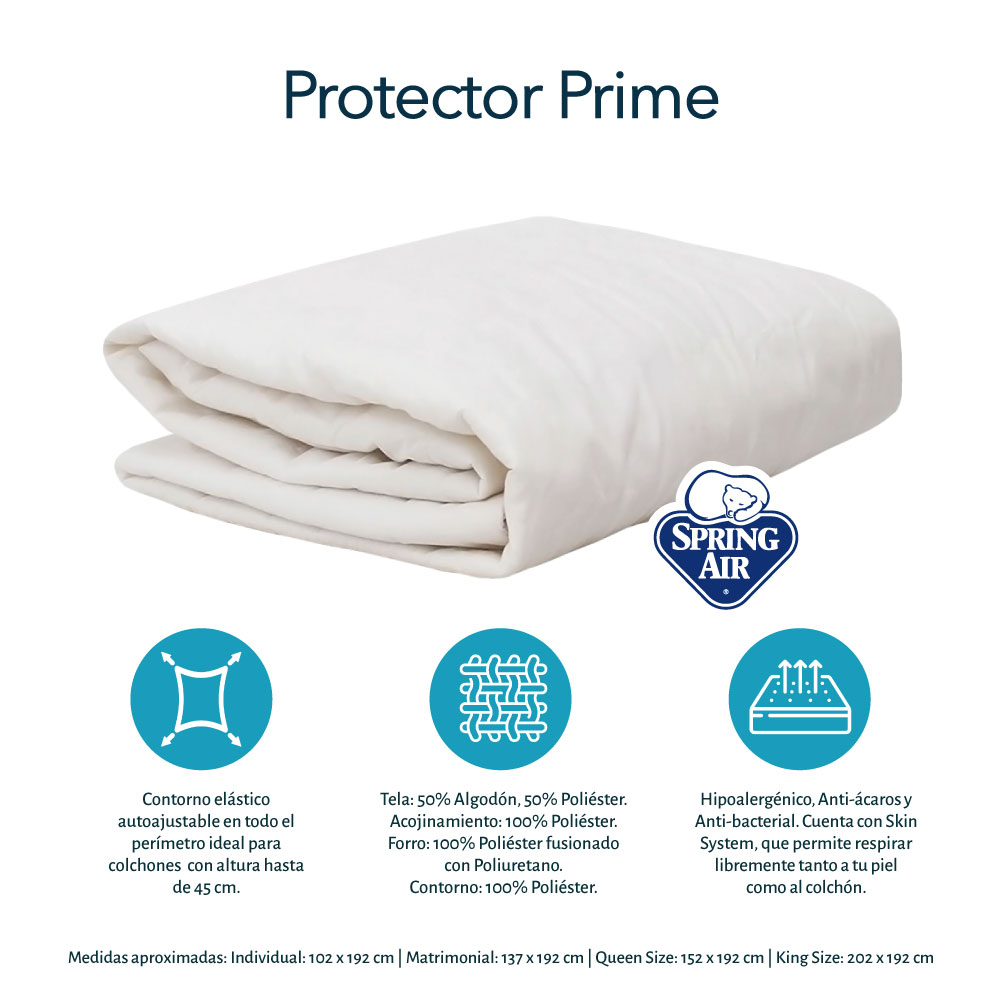 Colchón Spring Air Marte king size con protector, sábanas, almohada y edredón..