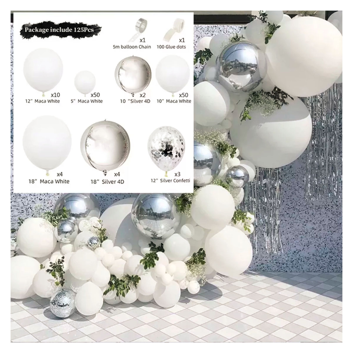 Kit Guirnalda de Globos Decoración Fiesta Bautizo Cominión