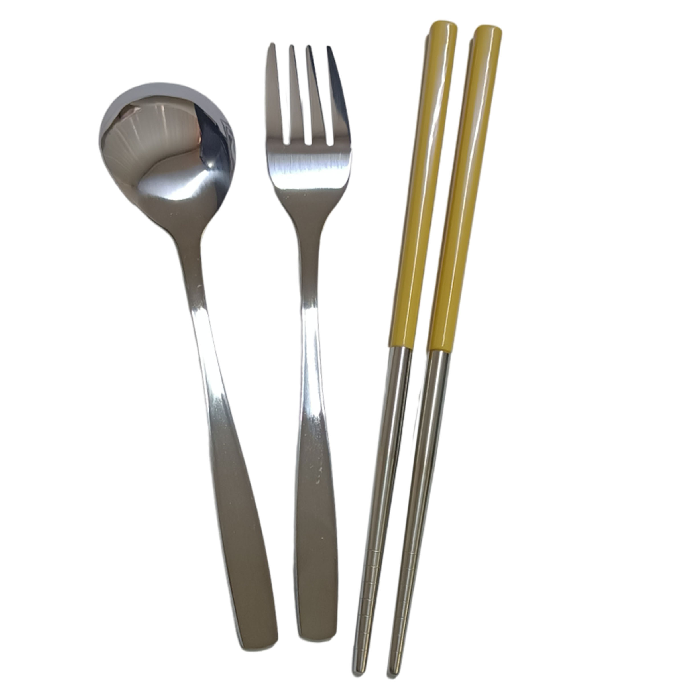 Set Juego Cubiertos Portátil Acero Inoxidable Oficina Viaje