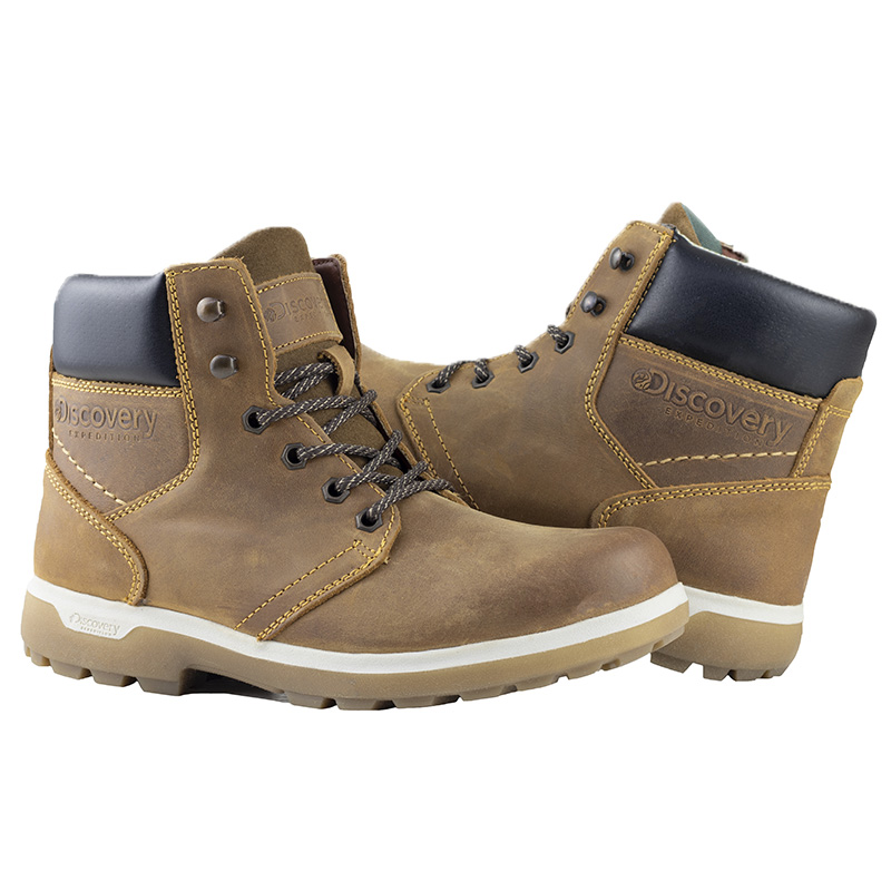 Botas Hombre Hiker Discovery 2050 Camel Ámbar Montaña Urbana Nobuk.