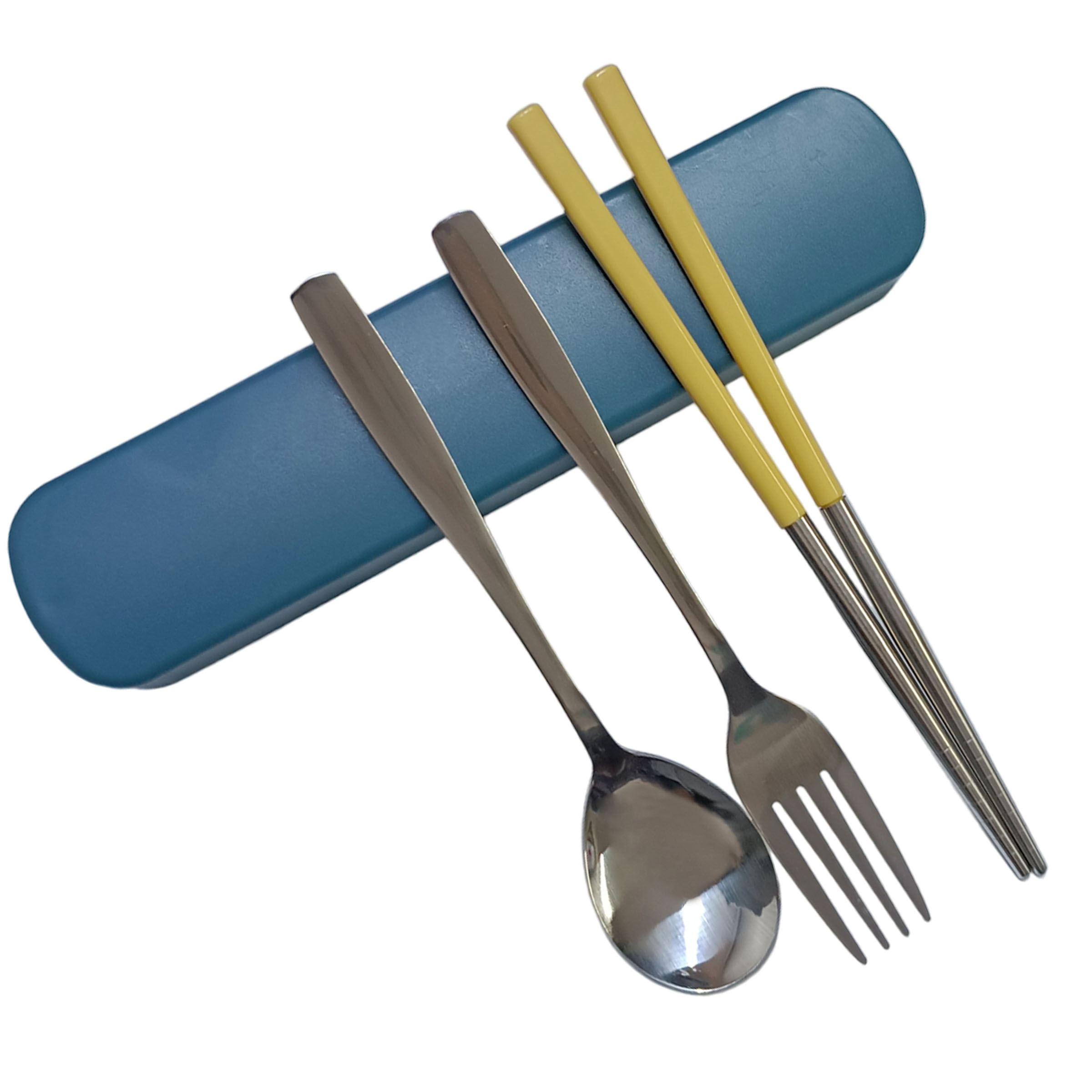 Set Juego Cubiertos Portátil Acero Inoxidable Oficina Viaje