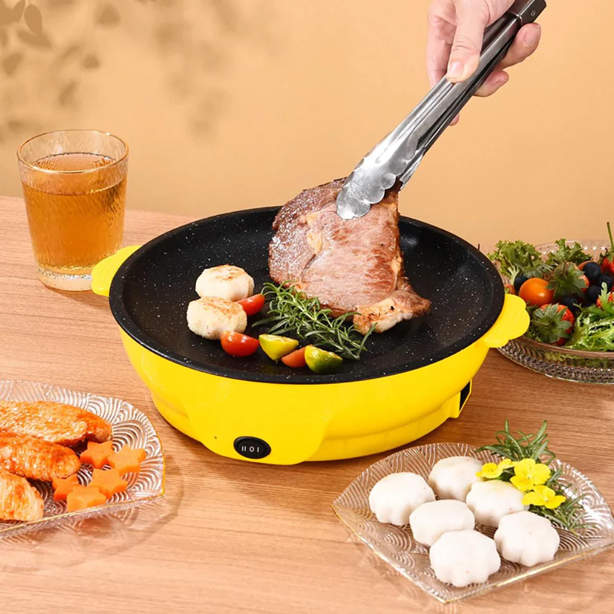 Sartén eléctrico antiadherente comida sana Blanco
