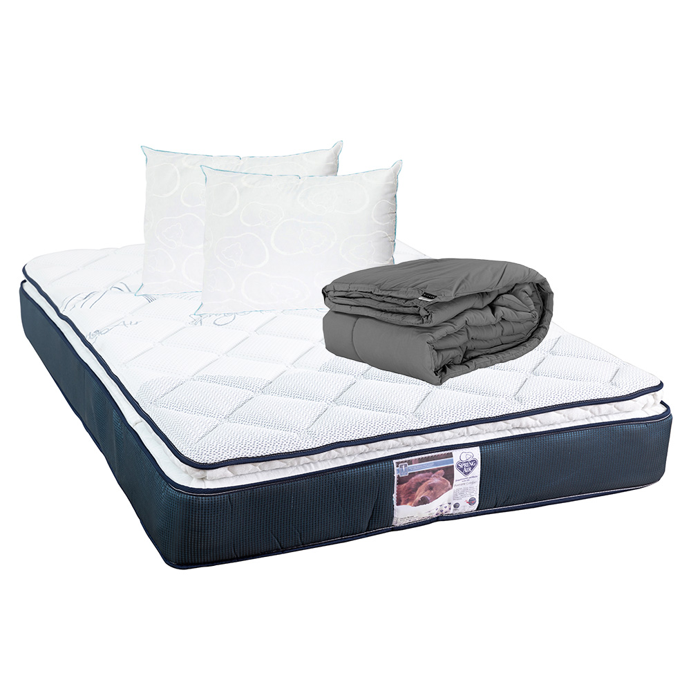 Colchón King Size Spring Air Monaco con 2 Almohadas y Edredon.