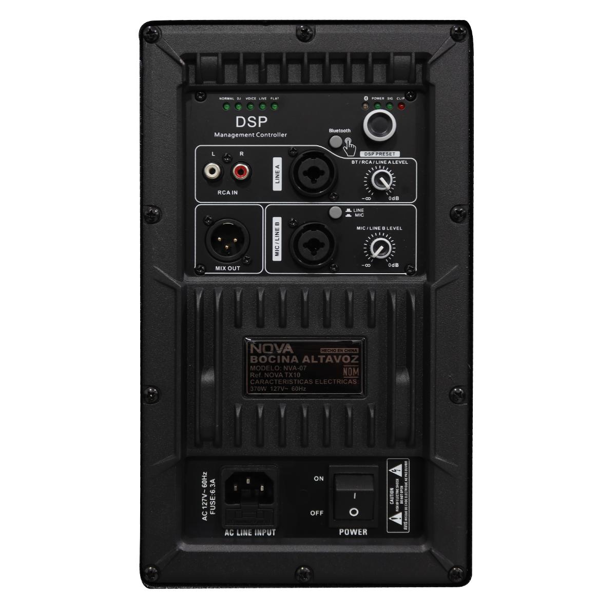 Bafle Amplificado NOVA TX10 de 10" 370w rms bluetooth.