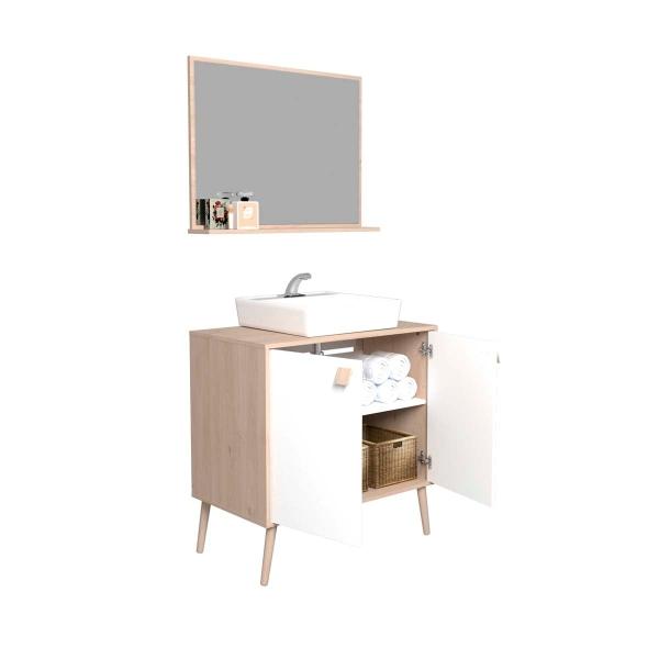 Mueble de baño Senniel Madera y Blanco - Kessa.