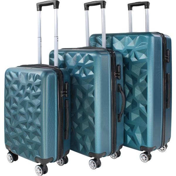 Set Juego 3 Maletas Rigidas Equipaje Viaje 4 Ruedas 360 Verde