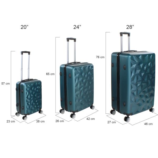 Set Juego 3 Maletas Rigidas Equipaje Viaje 4 Ruedas 360 Verde