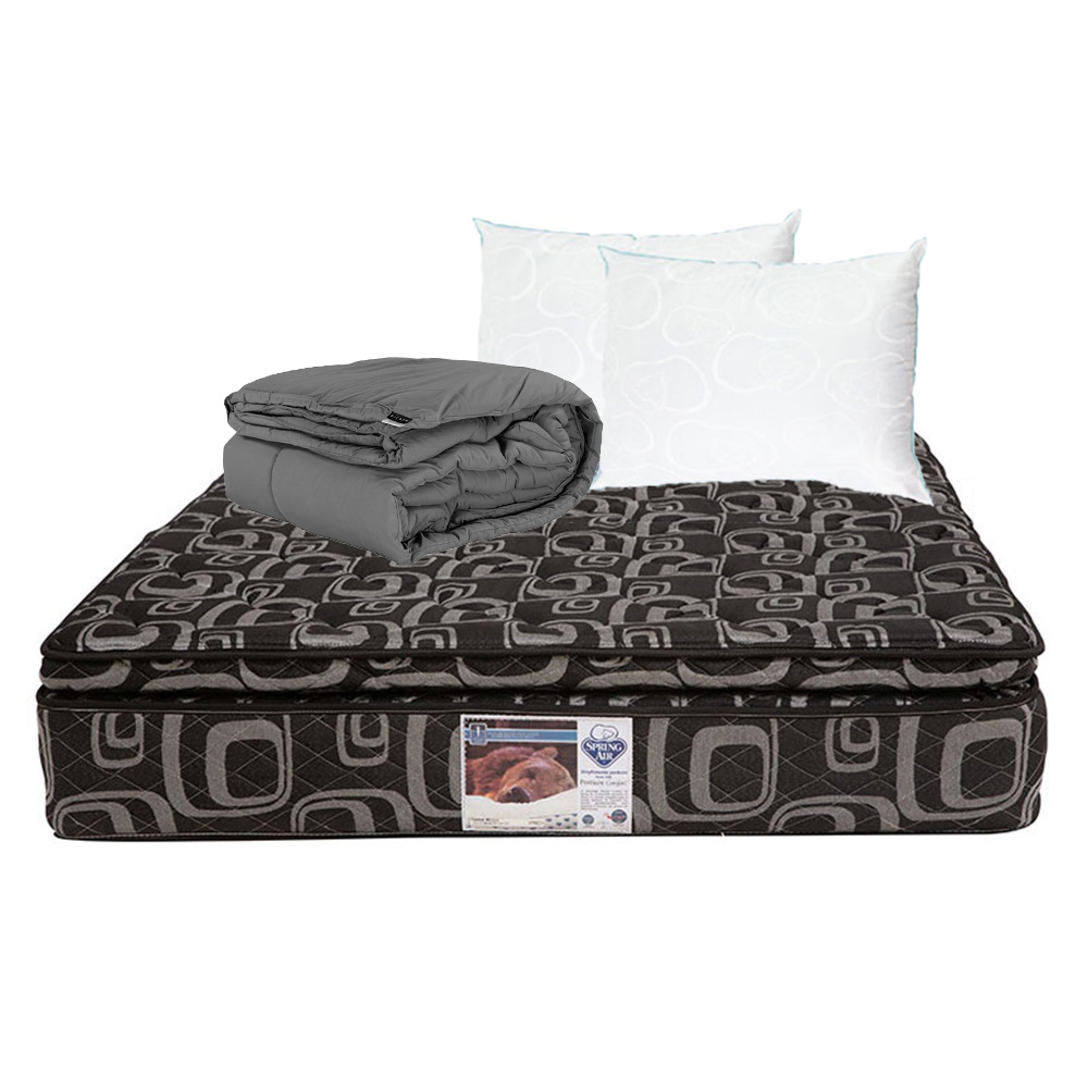 Colchon Queen Size Spring Air Morgan Con 2 Almohadas Osos y Edredon.