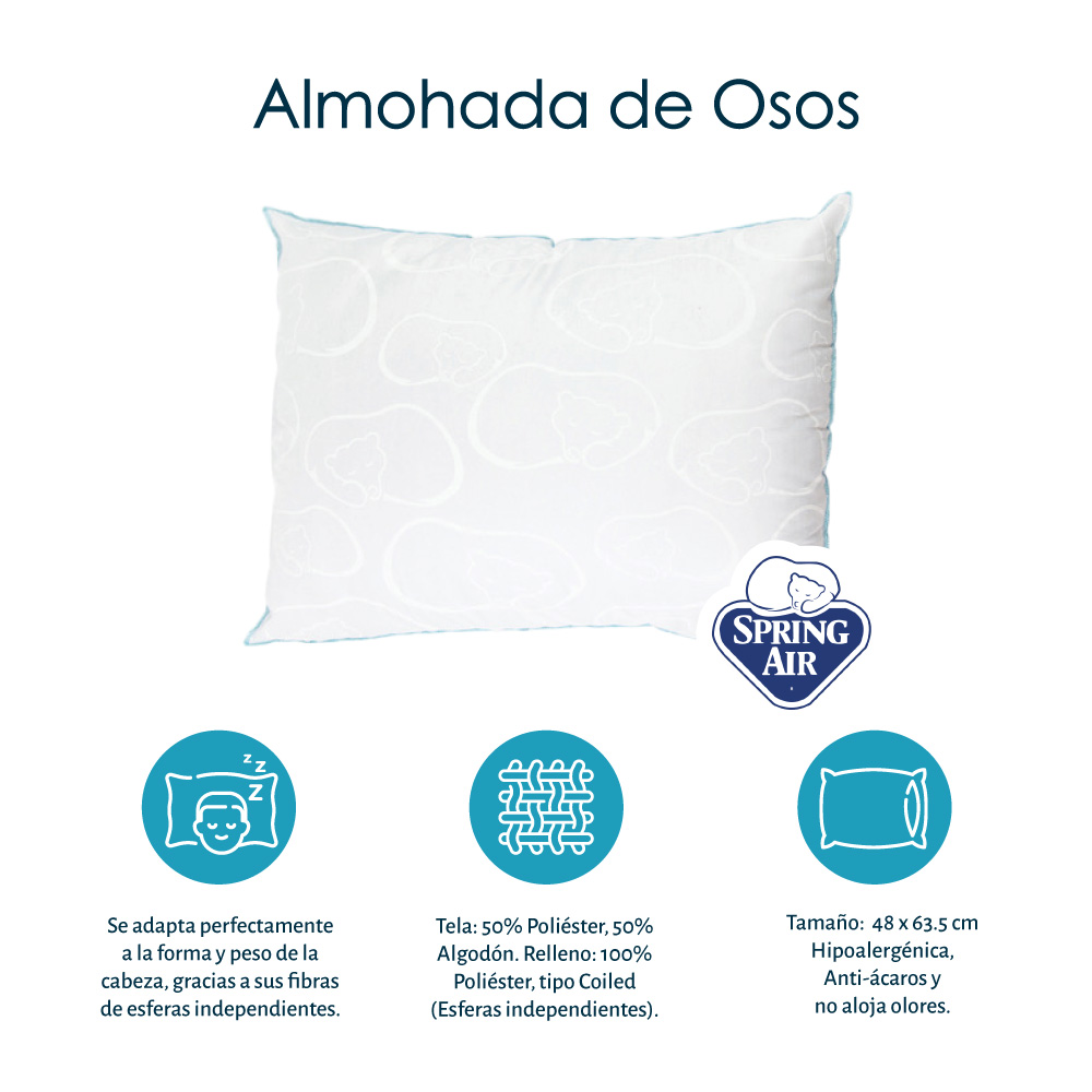 Colchon Queen Size Spring Air Morgan Con 2 Almohadas Osos y Edredon.