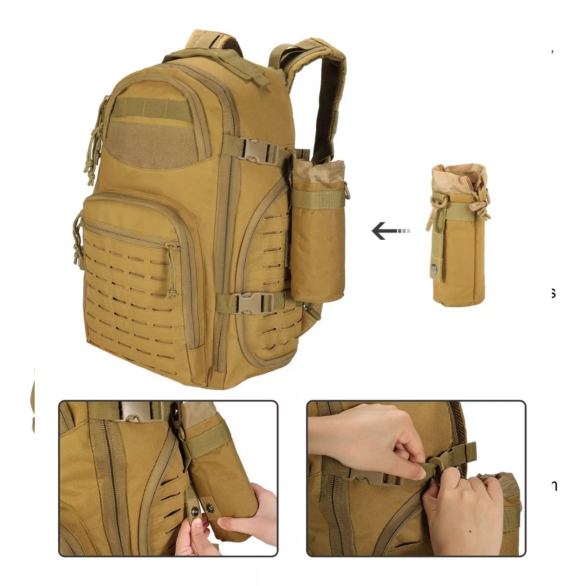 Mochila Militar Táctica Camping Impermeable Alta Calidad Caqui.