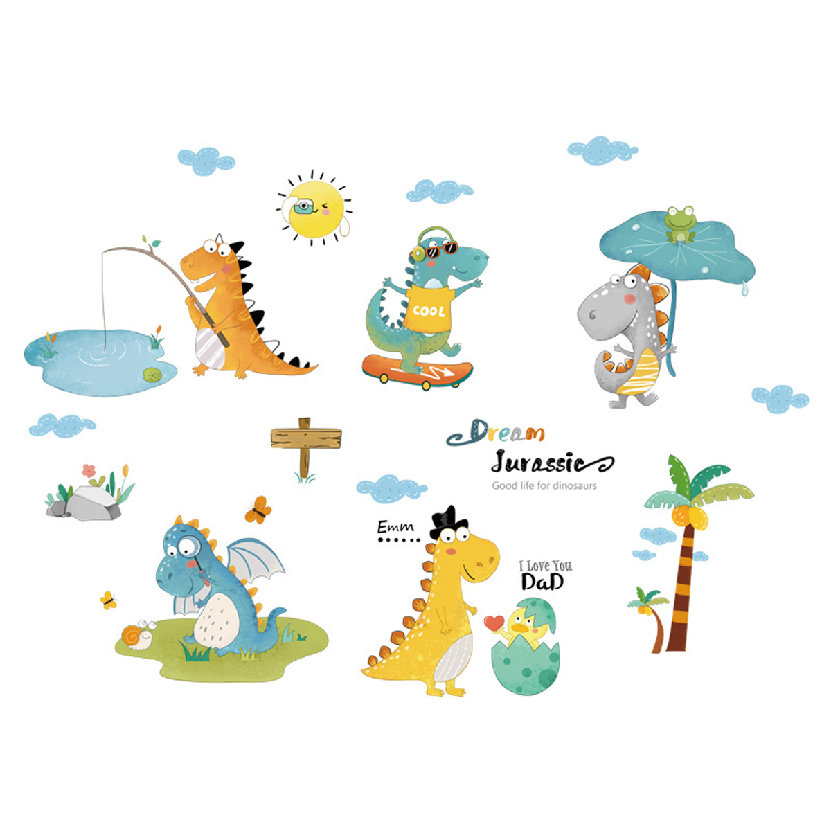 Vinil Decorativo Infantil Dinosaurios Habitación Niño Bebe