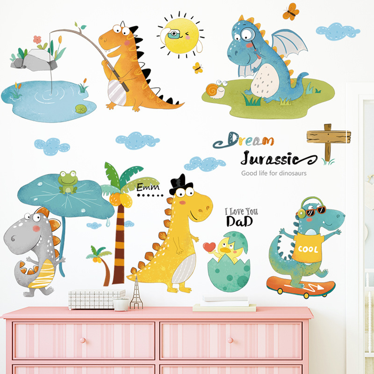 Vinil Decorativo Infantil Dinosaurios Habitación Niño Bebe