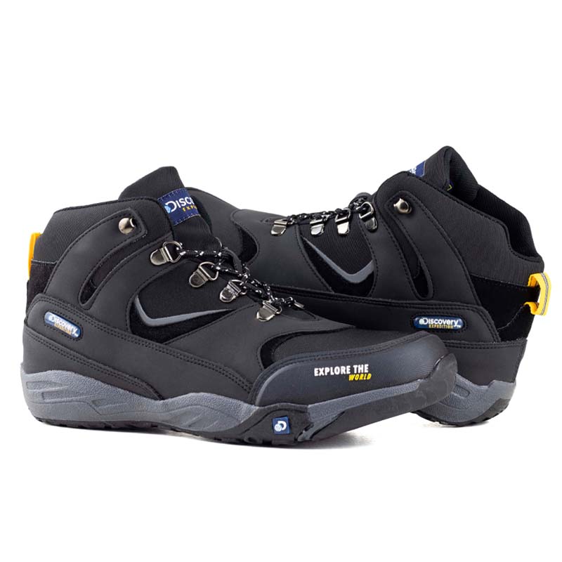 Botas Negras Biker Outdoor Aventura Para Hombre Discovery 2201 Negro Gris.