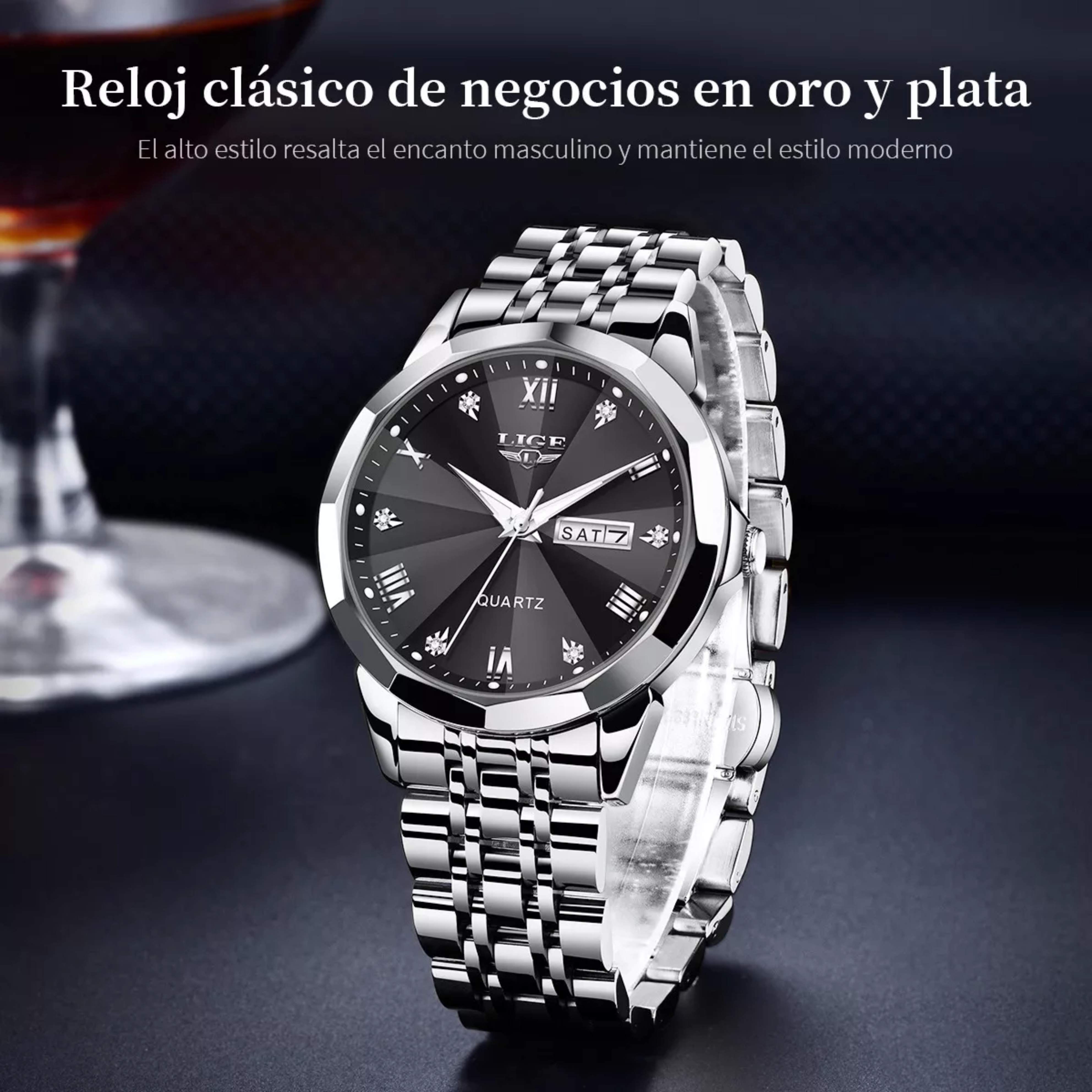 Reloj De Cuarzo Casual De Acero Impermeable Para Hombre.