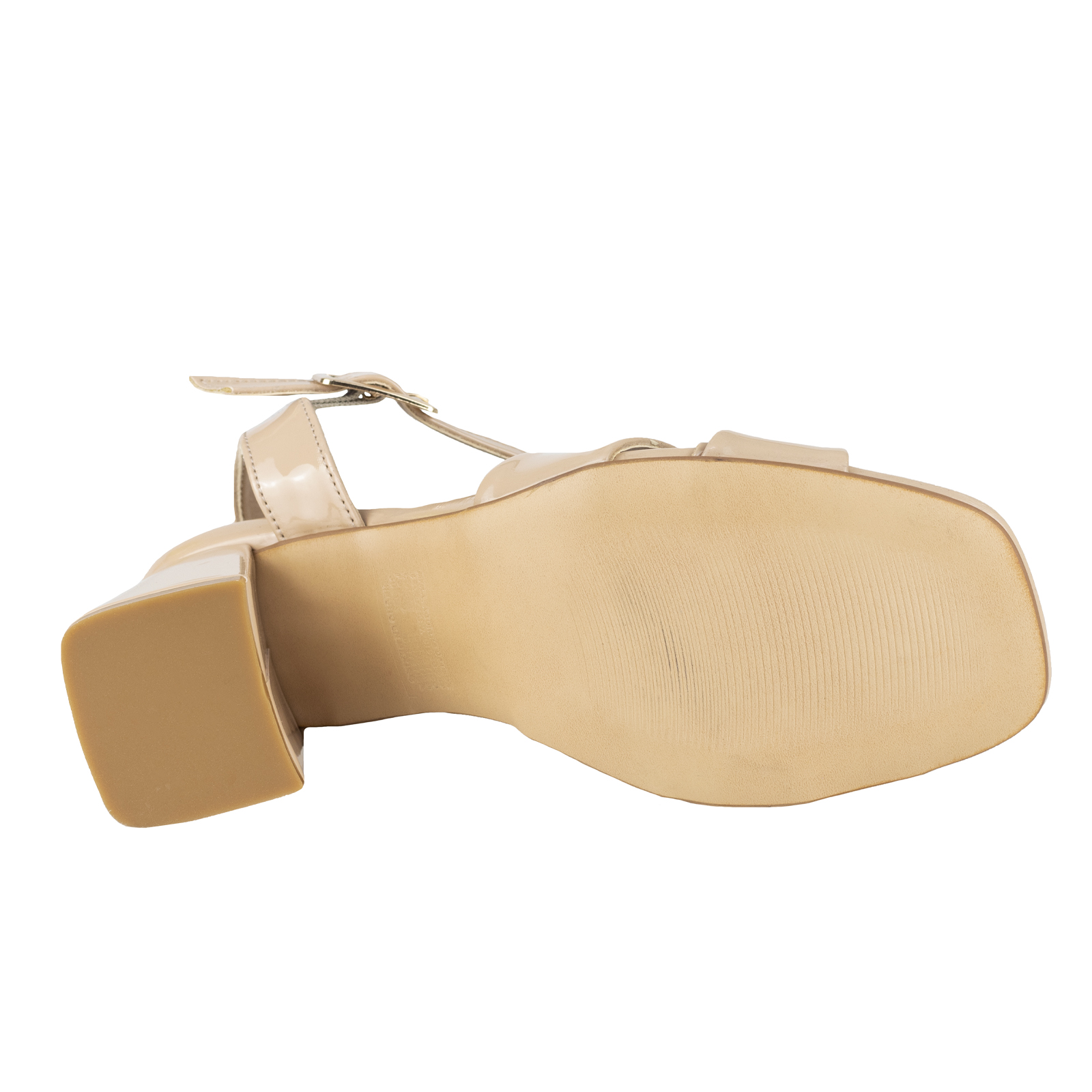 Sandalia De Charol Con Tacon Urbana Lady Paulina 24322 Carne.