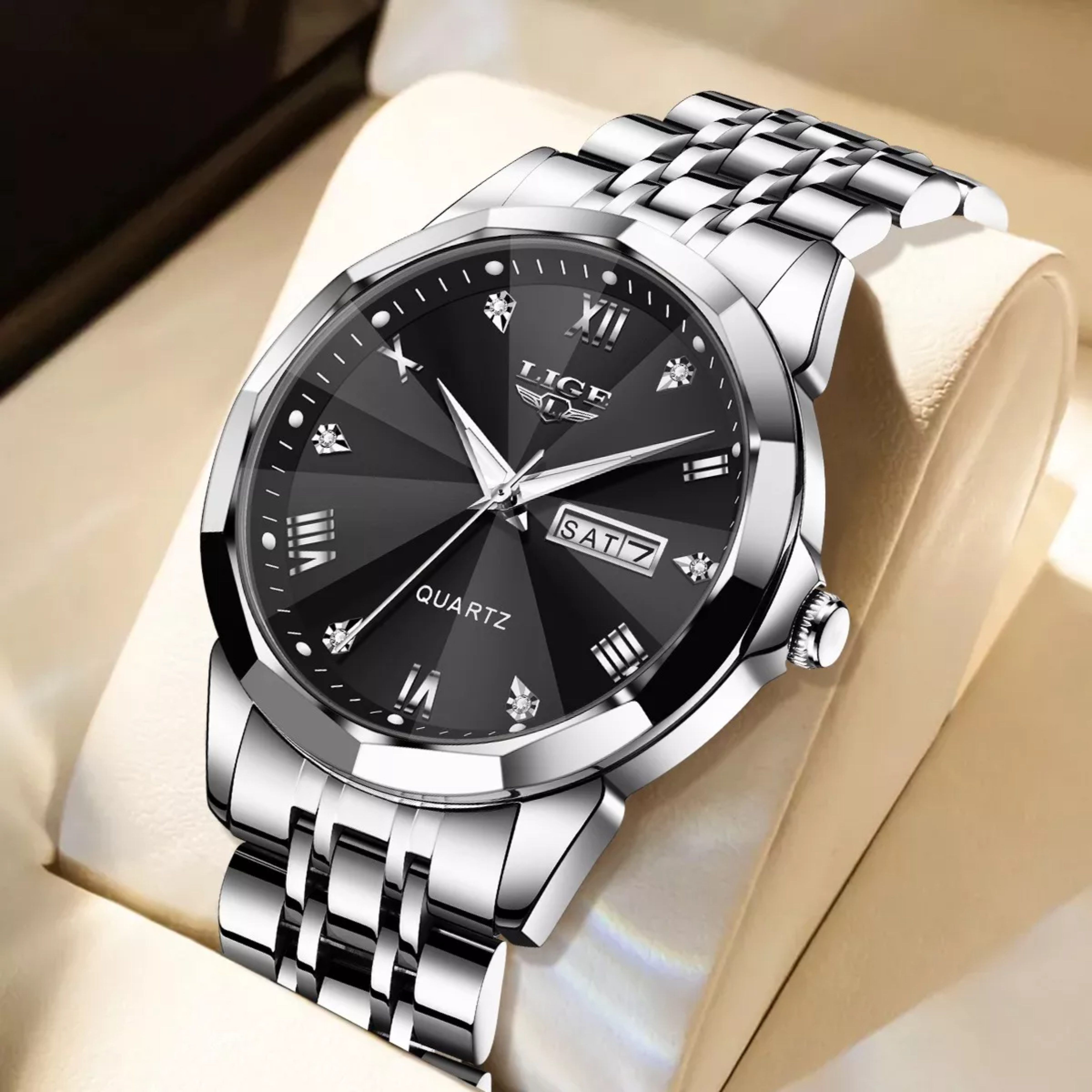 Reloj De Cuarzo Casual De Acero Impermeable Para Hombre.