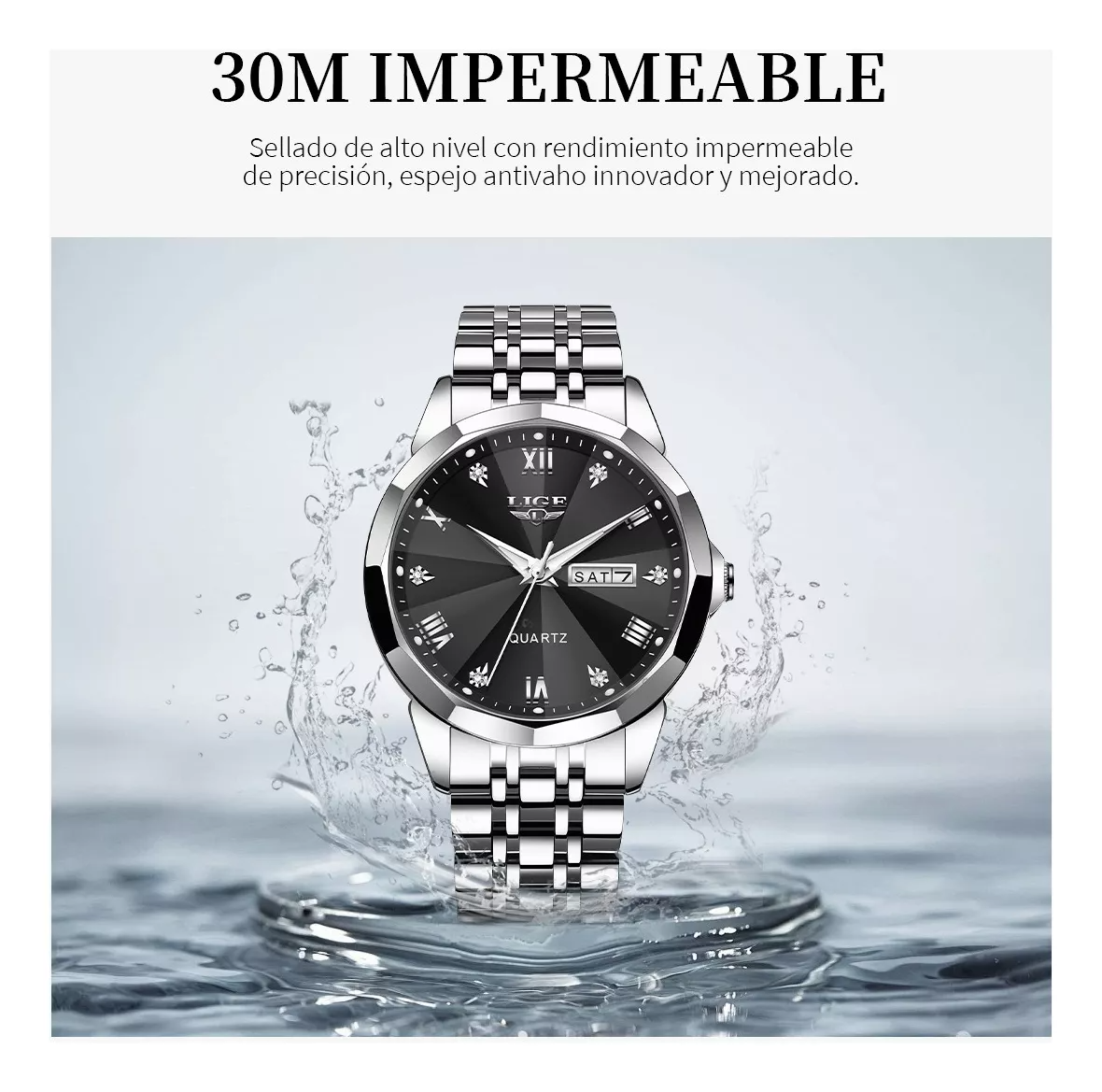 Reloj De Cuarzo Casual De Acero Impermeable Para Hombre.