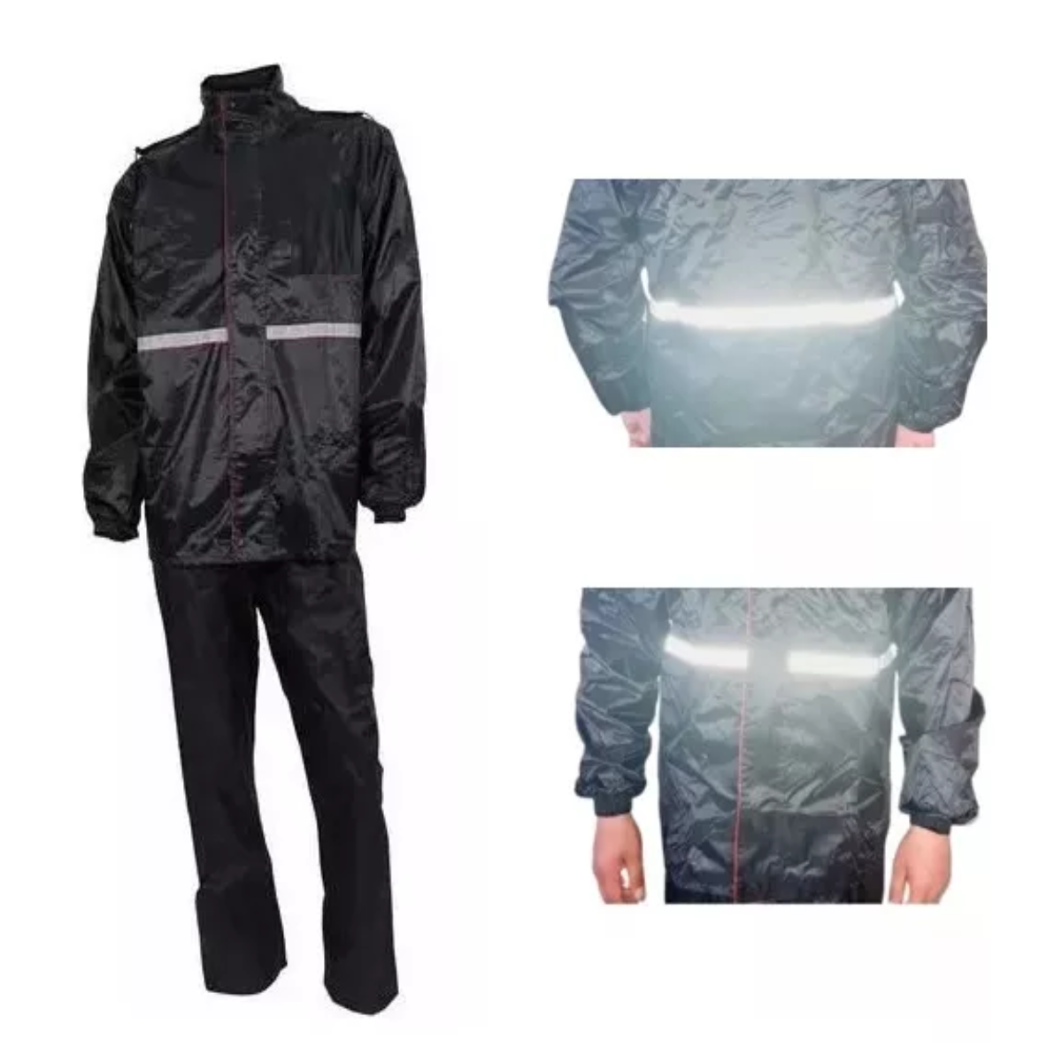 Impermeable R7 Motociclista 2 Piezas Reforzado Gorro Refleja Talla G.
