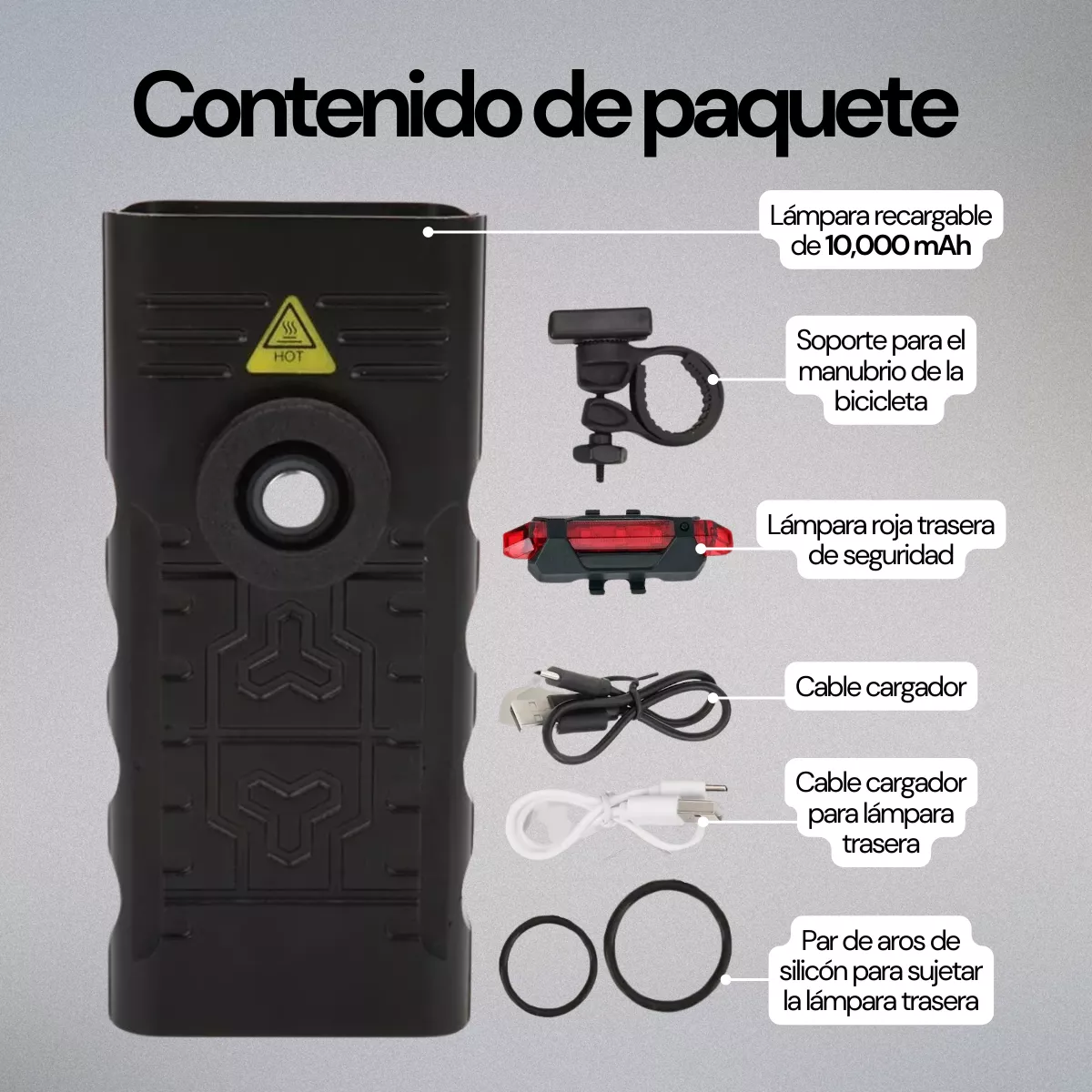 Lampara Para Bicicleta Luz Recargable .