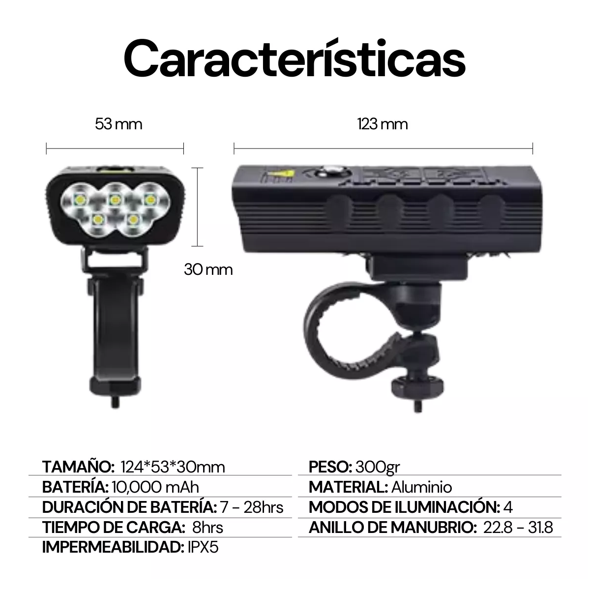 Lampara Para Bicicleta Luz Recargable .