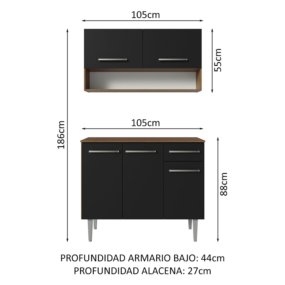 Cocina Integral Completa Modular Madesa Emilly 105cm MN 03.