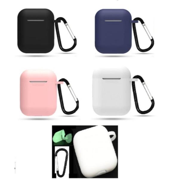 Funda Para Caja De AirPods De Silicón Inalámbrico + Gancho