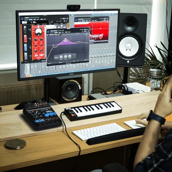 Mezcladora de Audio Bluetooth 4 Canales Mixer Tarjeta Audio Usb  