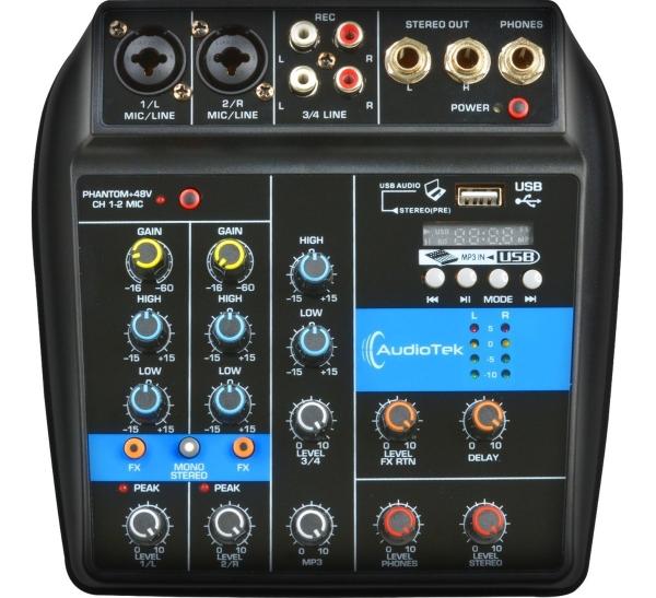Mezcladora de Audio Bluetooth 4 Canales Mixer Tarjeta Audio Usb  