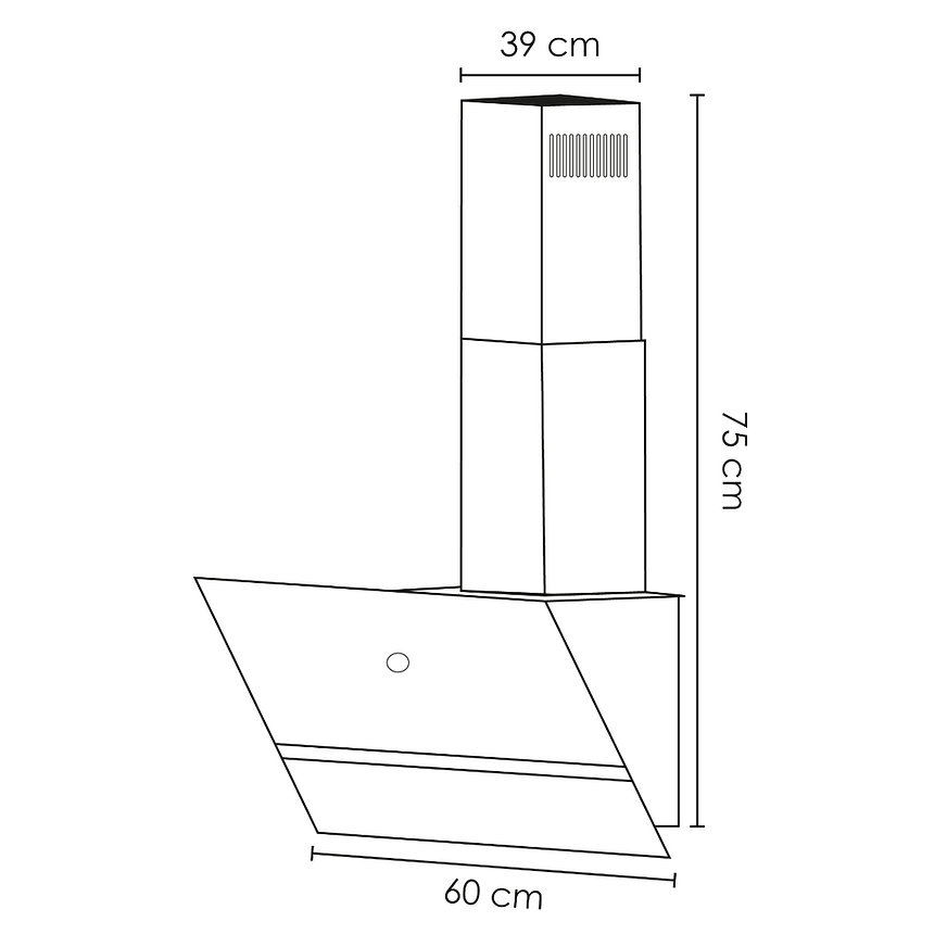 Campana Pared EB Técnica EB-332 de 60 cm Purificadora Acero Negro y Cristal.