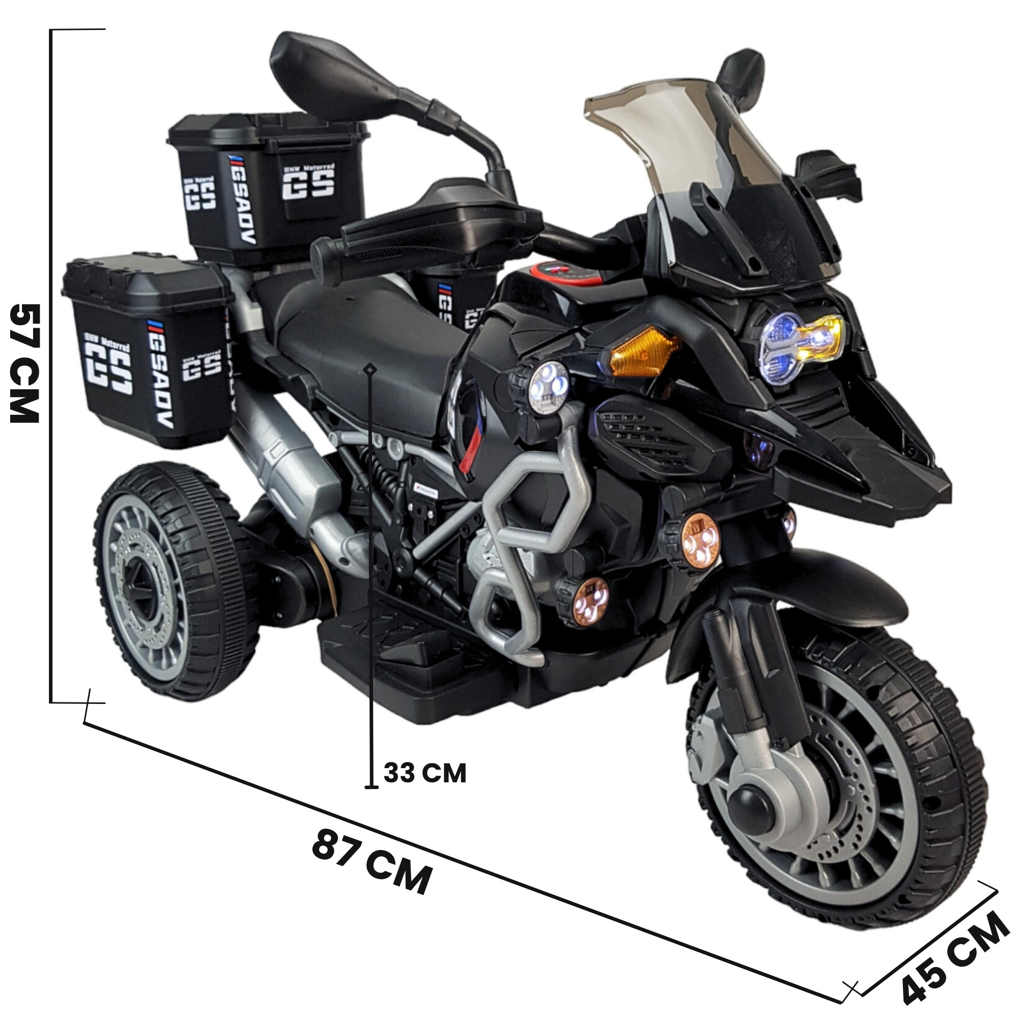Moto Montable Electrica para Niños Recargable 6v Luz Led, Bluetooth - Negro.