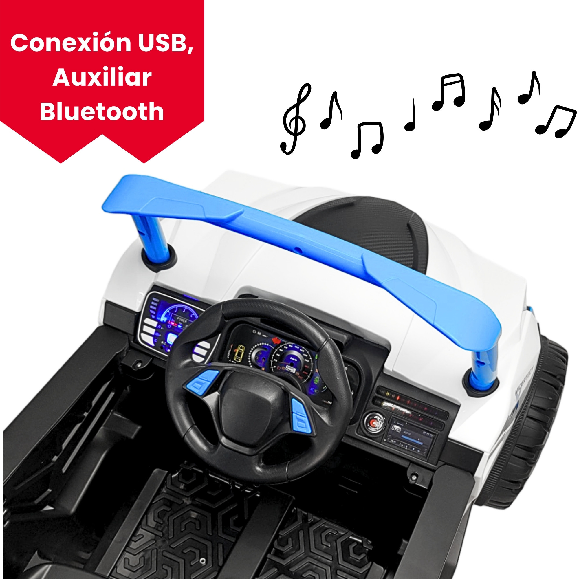 Montable Electrico para Niños Coche con Control Remoto Luz Led 12v - Azul.