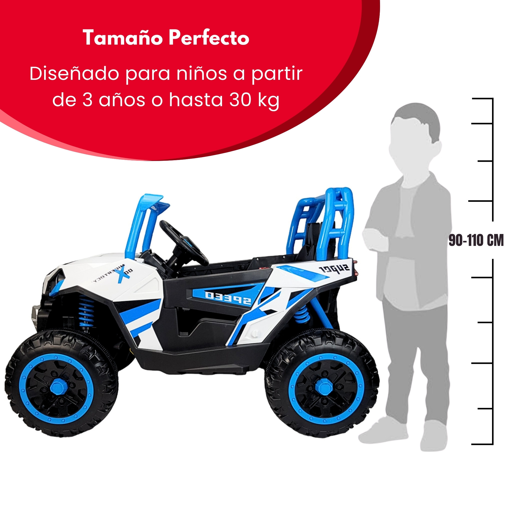 Montable Electrico para Niños Coche con Control Remoto Luz Led 12v - Azul.