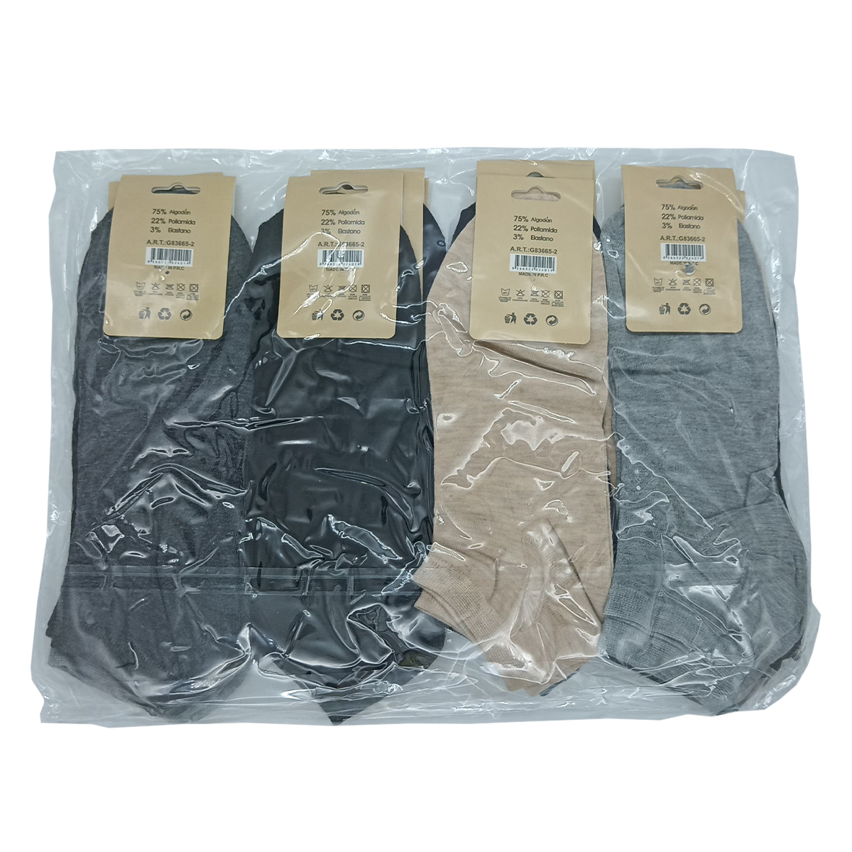 Paquete 12 pares tin caballero unitalla tipo sport colores