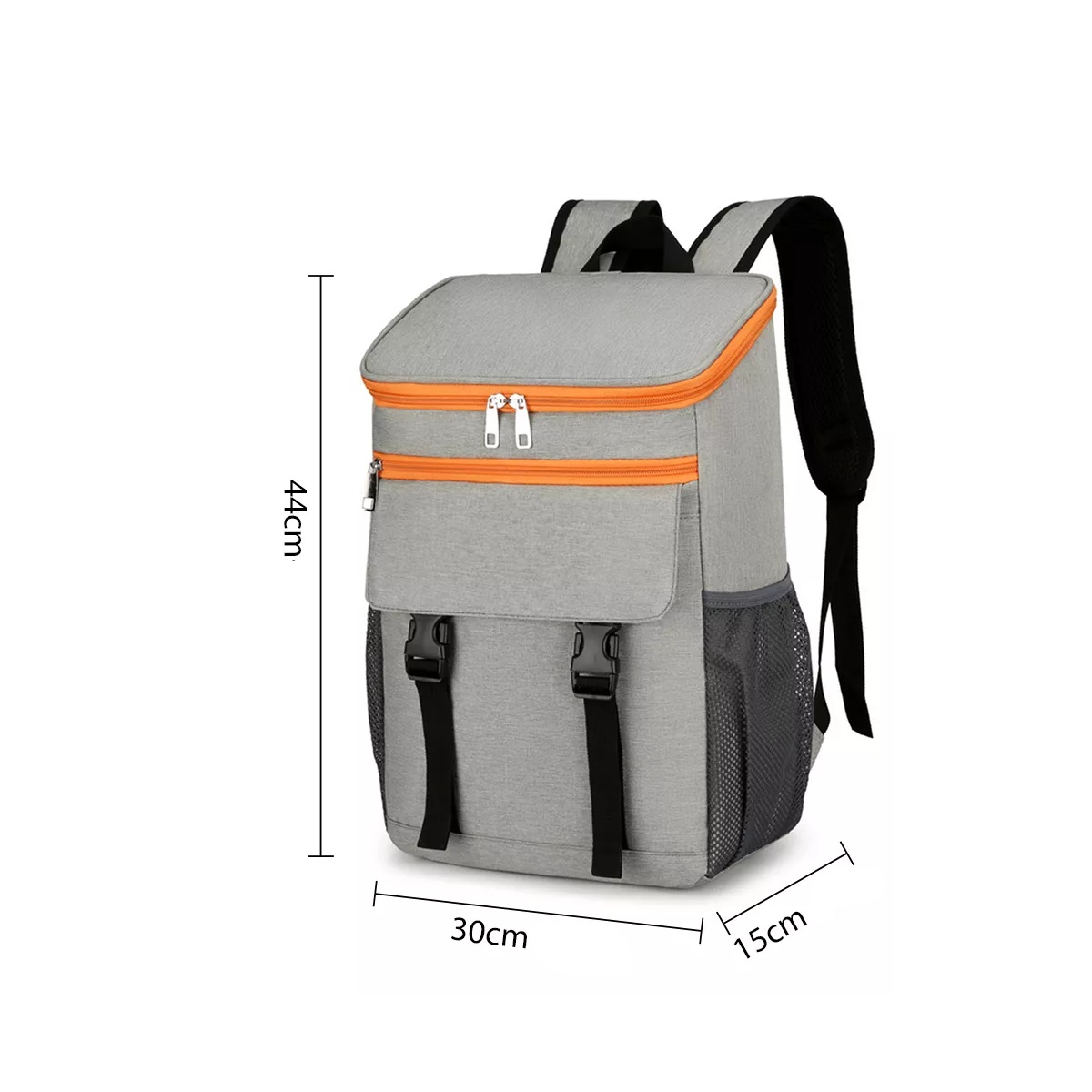 Mochila Nevera Portátil Para Picnics Mochila Más Fresca 30L Gris y Naranja.