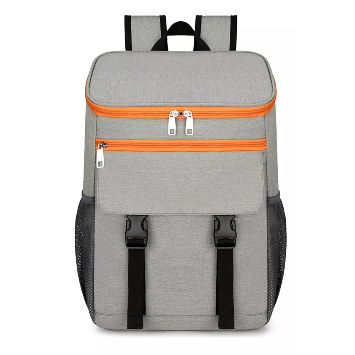 Mochila Nevera Portátil Para Picnics Mochila Más Fresca 30L Gris y Naranja.