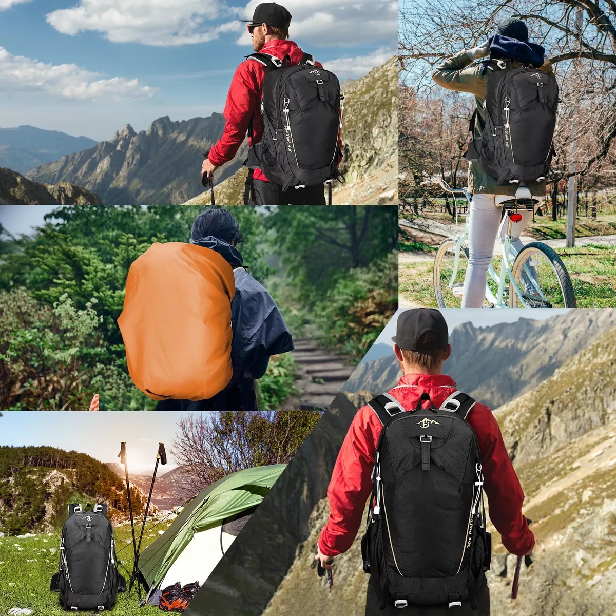 Mochila De Senderismo Impermeable Montañismo Camping 40l Negro.