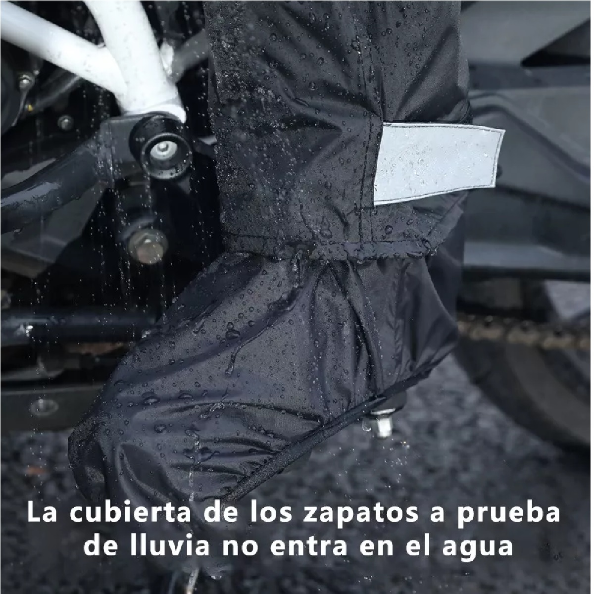 Impermeable Motociclista Reflejante Con Capucha Alta Negro/Rojo L.