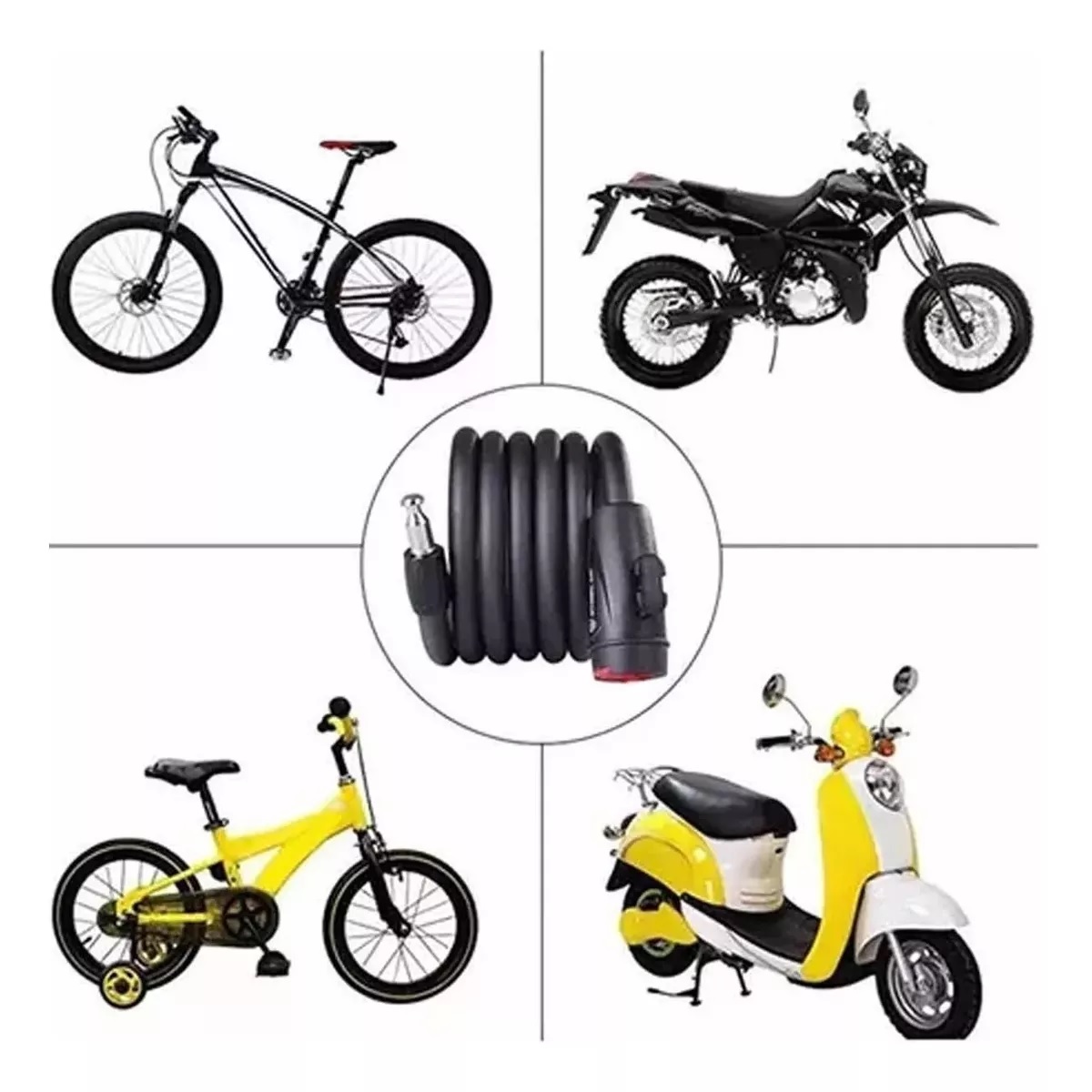 Candado De Cable Para Llave De Bicicleta Y Motocicleta 110cm.