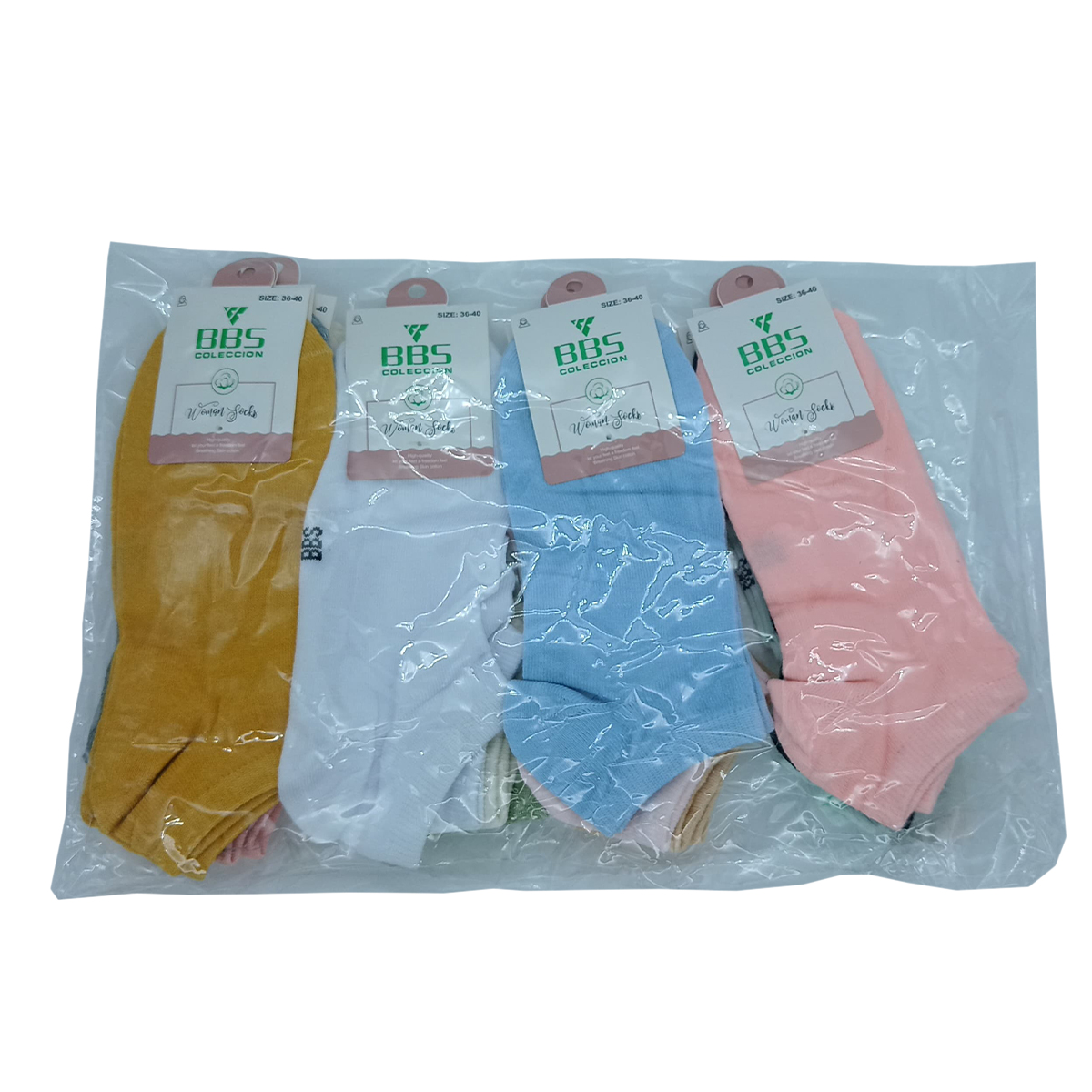 Paquete 12 pares tin dama unitalla colores pastel