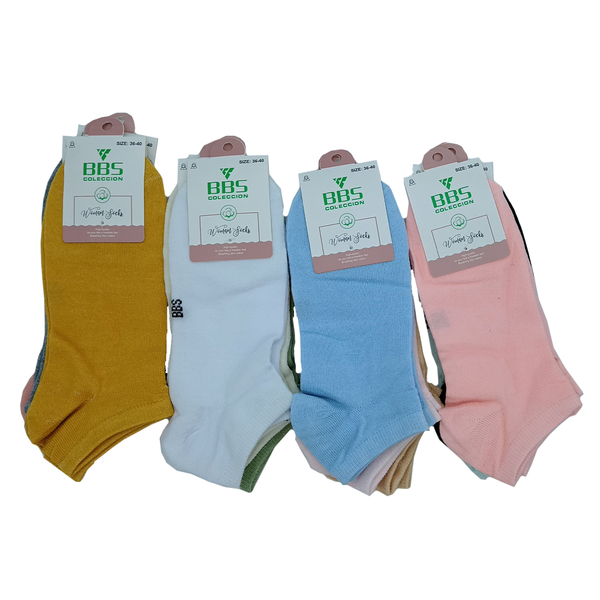 Paquete 12 pares tin dama unitalla colores pastel