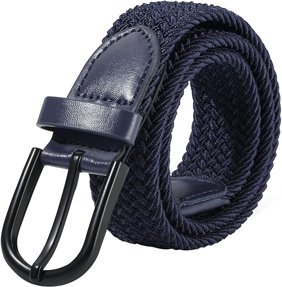 AWAYTR - Cinturón elástico trenzado para niños, con hebilla negra y hebilla elástica de golf, para niños y niñas de 4 a 12 años.