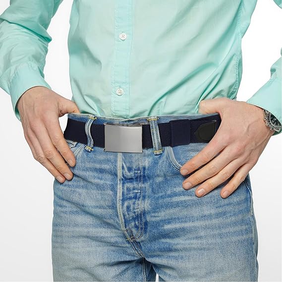 AWAYTR - Cinturones de lona para niños, uniforme escolar ajustable, cinturón de golf para niños con hebilla abatible plateada.