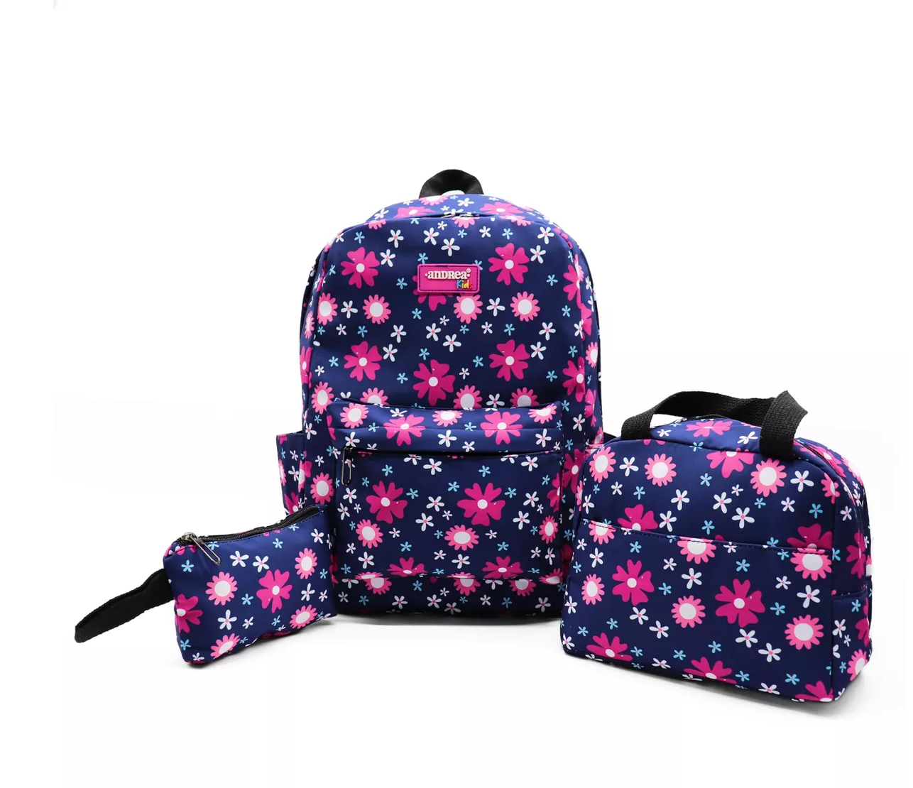 ML Mochila Escolar Kids Set De 3 Piezas Diseño Flores Colegial Con Portalaptop.