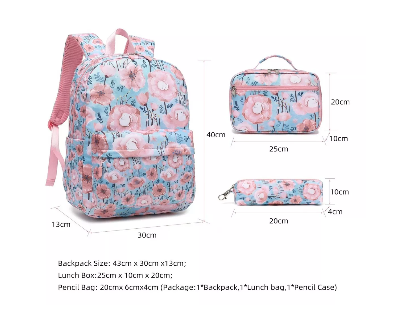 ml 3pcs Mochila Escolar Para Niñas Con Estuche Para Lápices.
